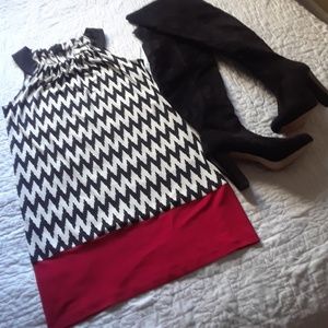 NWOT Red, black and white dress.